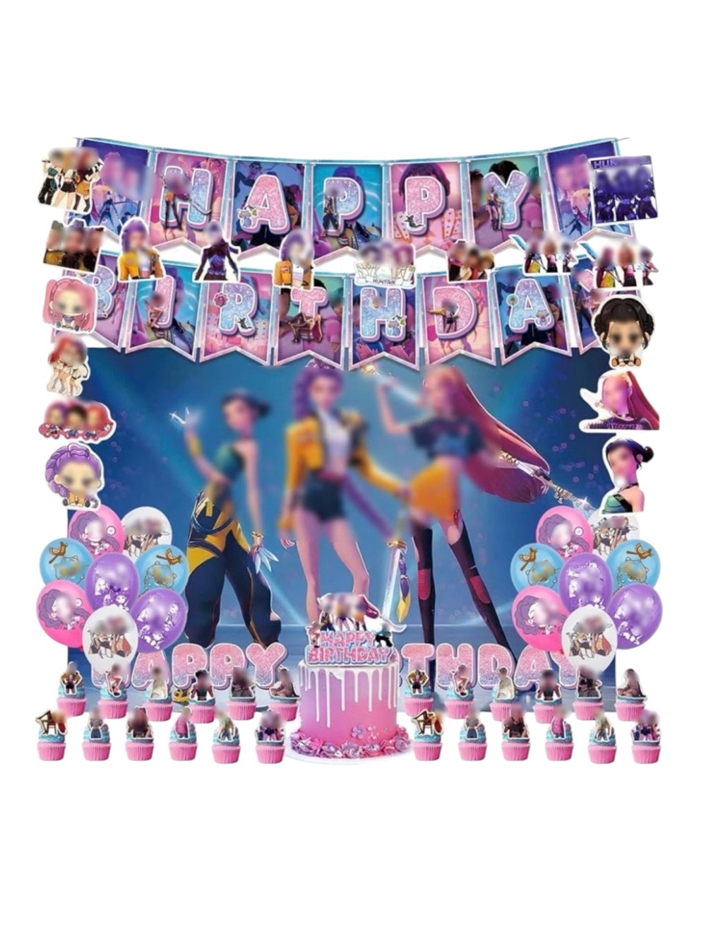 New K-Pop Demon Hunters Birthday Party Complete Decoration Kit 147 Pieces
